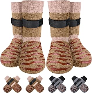 Eyein 2 Paar Doppelseitige Hundesocken, Anti-Rutsch Socken mit verstellbarem Klettverschluss für…