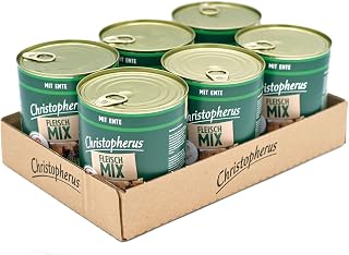 Christopherus Fleischmix Nassfutter für Hunde mit Ente, 6 x 800 g | Proteinreiches Futter, leich…