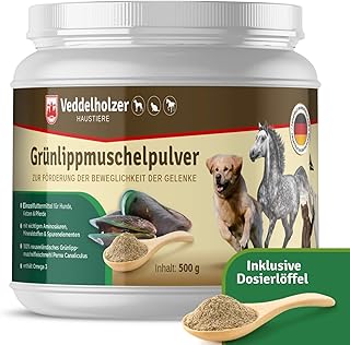 Veddelholzer Natürliches Grünlippmuschelpulver Hund – 500g Grünlippmuschel für Hunde hochwert…