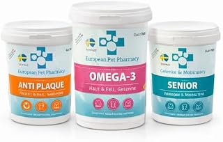 European Pet Pharmacy Hund Gesundheits Bundle Zahnpflege Pulver 335g Senior Joint Care 140g Fisch…