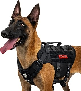 OneTigris Anti Zug Hundegeschirr Grosse Hunde, AIRE MESH Taktisches Geschirr mit 2 Griff & 3 D-Ri…