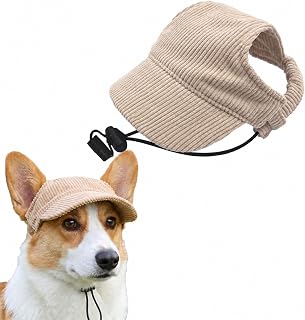 Hunde Baseballmütze Verstellbar mit Ohrlöchern, Sonnenhut Sonnenschutz Haustier Cap für Welpen…