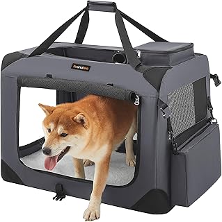 Feandrea Hundebox faltbar, Transportbox Hund, L, Hundetasche, Oxford-Gewebe, Netzstoff, atmungsak…