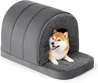 PELZIN Orthopädisches Hundehütte Indoor – Hundehaus für Drinnen – Hundehöhle Hundebett Mit Da…