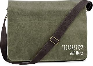 Huuraa Umhängetasche Tierarzt mit Herz Geschenk | Messenger Bag mit Schultergurt 14 Liter Schult…