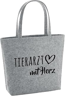 Huuraa Filzshopper Tierarzt mit Herz Geschenk | Große Filz Einkaufstasche 22 Liter Shopper Filzt…