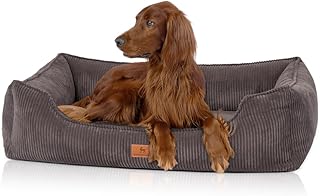 Knuffelwuff orthopädisches Hundebett aus Cord mit Handwebcharakter Nunavut M-L 85 x 63cm Braungr…