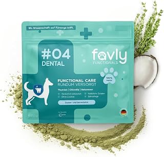 FAVLY DENTAL Zahnpflege Pulver für Hunde 250g gegen Maulgeruch | Mit Chlorella, Salbei & Naturmo…