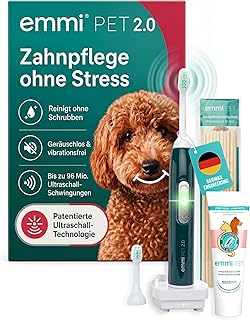emmi-PET 2.0 Ultraschall-Zahnbürste für Hunde I Geräuschlose Hundezahnbürste gegen Zahnstein …