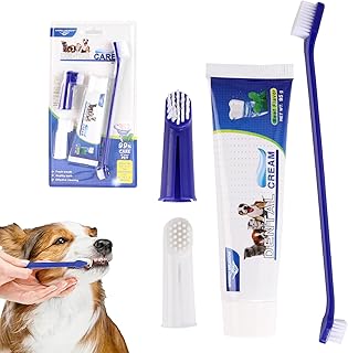 Hunde Zahnpflege Set, Hundezahnpasta Gegen Zahnstein und Hundezahnbürste Fingerzahnbürste Set, …
