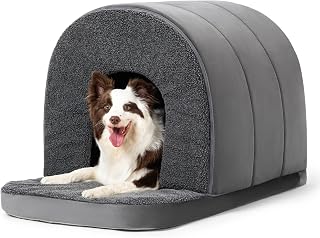 PELZIN Orthopädisches Hundehütte Indoor – Hundehaus für Drinnen – Hundehöhle Hundebett Mit Da…