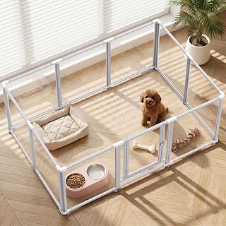 Acryl welpenlaufstall 10 Paneele, Laufstall Hund 60 cm Hoch, Welpenauslauf Metallrahmen, Hundelau…
