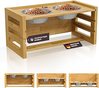 Hundenapf erhöht – ergonomische Fresshaltung kleine Hunde (small), Premium Futterstation Hund en…