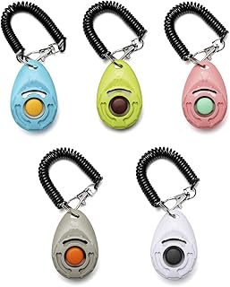 Toozey Hunde Clicker, 5 Stück Clicker mit Handschlaufe, Klicker mit Großem Knopf, 5 Farben, Bon…