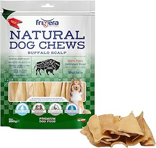 Frigera Büffelkopfhaut 250g – Natürliche, Proteinreiche Leckerlis für Hunde, Gluten- und Get…